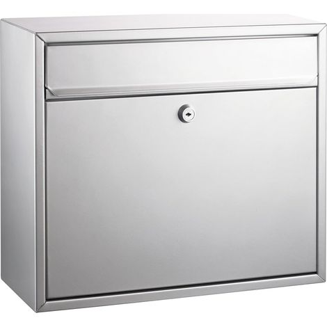 Boîte aux lettres, laquée argent, env. 31 x 36 x 15 cm (1/2)