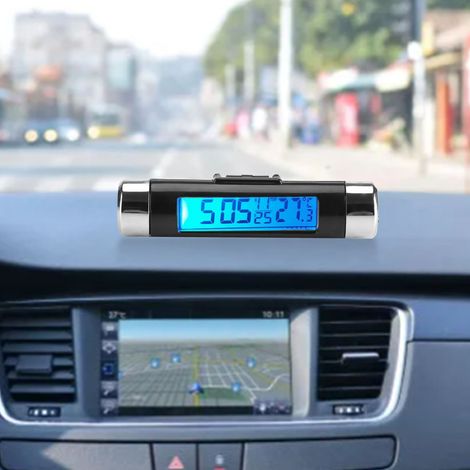 Digitale Thermometeruhr mit Clip-Halterung fürs Auto, LCD-Bildschirm und doppelseitigem Klebeband – auch für Lüftungshalterungen geeignet (1/5)