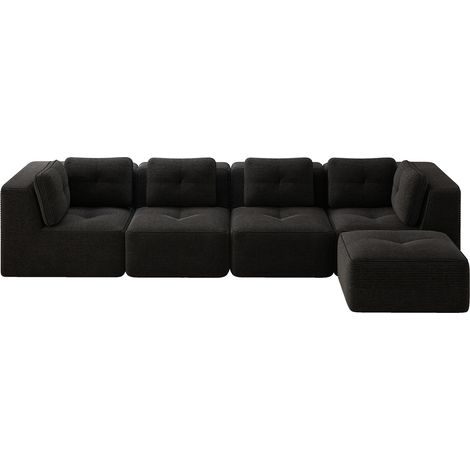 4-Sitzer modulares Sofa aus schwarzem Cord ohne Montage (1/5)