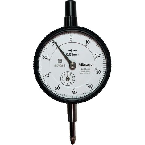 Mitutoyo 2046A, Analogico, 10 mm, 0,01 mm, fondello con asola, Scala progressiva, tipo ISO, Metrico