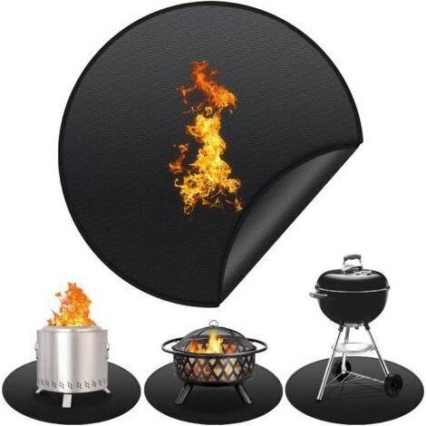 FENOPLASTICATapis de foyer rond, résistant à la chaleur, pour barbecue, pour cheminée, sol, barbecue, foyer, pelouse et camping, 50 cm (1/4)