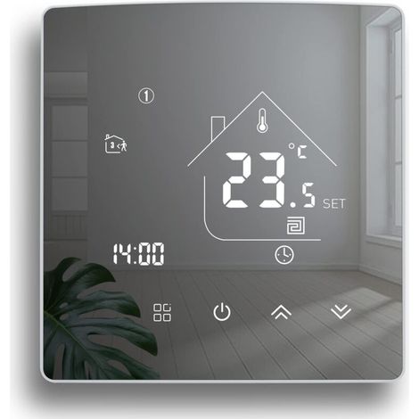 Mirror Thermostat Heating Thermostat Programmable Room Thermostat Digital Wall Thermostat for Water Heating Underfloor Heating 3A TGR85WP
