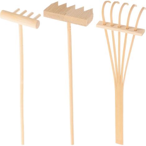 Set mit 3 Mini-Rechen für Zen-Gärten, Sand, Bambus, Meditationstische, Feng-Shui-Dekoration für Zuhause und Büro (1/4)