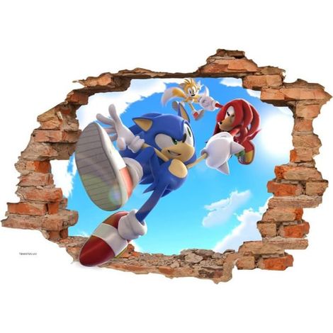 Sticker mural Sonic, décoration murale autocollante pour chambre d'enfant, thème dessin animé, accessoires pour fête d'anniversaire (1/5)
