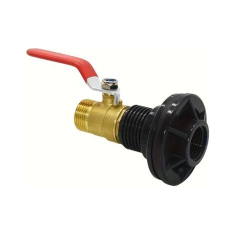 Kit de Raccord de Cloison en PVC avec Vanne à Boisseau en Laiton – Adaptateur 1/2" DN15 pour Baril d’Eau de Pluie, Aquarium et Réservoir