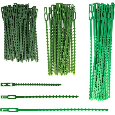 SABIR 90 Pièces Attaches pour Plantes Réglables Vertes, Pinces de Jardin, Attaches Câble Plastique, Supports Plantes Flexibles, Attaches Accroche pour Jardin Plantes Tomates (17cm30, 23cm30, 13cm30) (1/5)