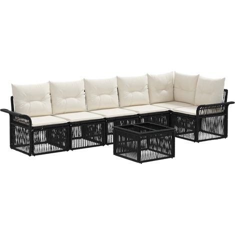 Gartensofa-set 7 pcs Schwarz Poly-Rattan vidaXL