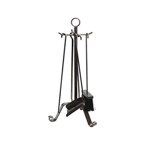 Ensemble de cheminée 4 outils noirs d'abord avec des Iron-Inspolo forgés