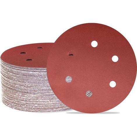 Lot de 50 disques de ponçage 150 mm 6 trous Grain 1000 Papier abrasif Orbital aléatoire pour travail du bois, automobile, métal (1/5)
