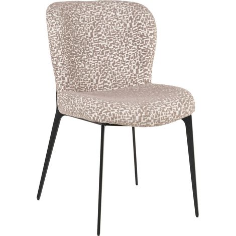 Chaise de salle à manger tissu motif géométrique naturel - Beige motif géométrique naturel (1/5)