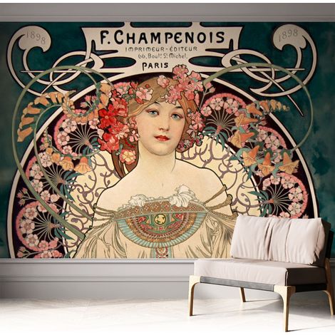 Papier peint autocollant avec imprimé pour cuisine facile à appliquer pour mur a motif Symétrie florale 312x219 cm (1/5)