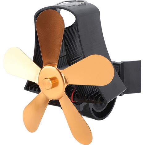 Ventilateur magnétique mural pour cheminée, fonctionnement silencieux, 5 pales, alimenté par la chaleur, pour poêle à bois et bûches, couleur or (1/5)