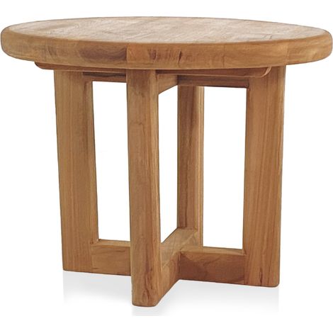 Naturel Tavolino da giardino in teak massiccio naturale, 51x51x40,5 cm, rotondo (NATOFT5151R) (1/5)