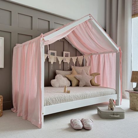 Dosel de cama de muselina para 90x190 Rosa claro (1/4)