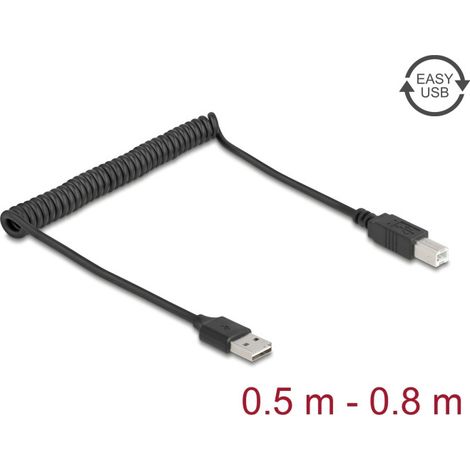 Delock Cable espiral EASY-USB 2.0 tipo A Conector a USB tipo B