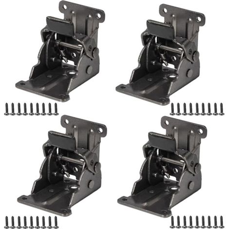 Charnière Pliante - Auto-Bloquante - 0 À 90 Degrés - Pour Pieds De Table Pliants Et Établis - Acier - Noir - 4 Pièces (1/5)