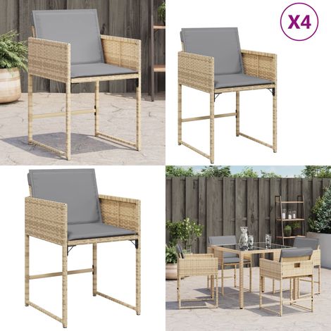 Gartenstühle mit Kissen 4 Stk. Beigemischung Poly Rattan - Gartensaison - Gartenmöbel - Gartenstühle - Outdoor Möbel - Lounge Set - Home & Living (1/5)