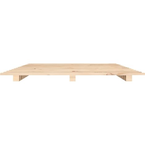 Les Tendances – Cadre de lit 140x190 en bois de pin massif – Structure robuste avec lattes en contreplaqué – Pour matelas 140x190 cm (1/5)