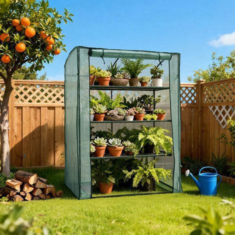 Serre de jardin – Bâche PE respirante – Porte zippée enroulable – Structure en acier – 130 x 70 x 170 cm – Verte – Home Nature Wohnkonzept (1/5)