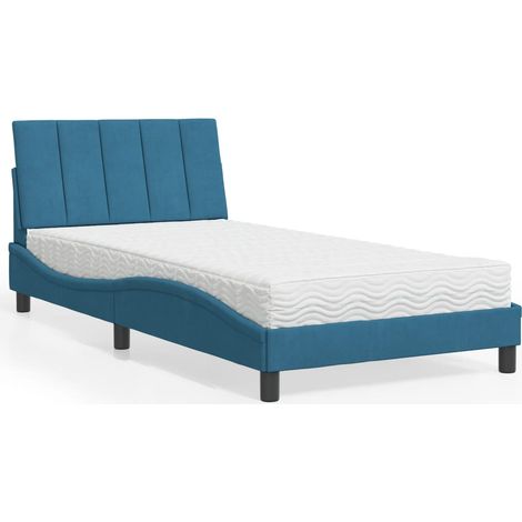 Cama con colchón Hanko terciopelo azul 100x200 cm vidaXL (1/5)