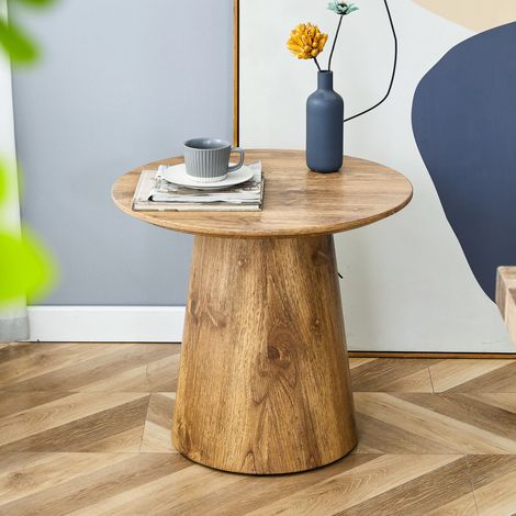 Table ronde en MDF effet bois, diamètre 50 cm, hauteur 48 cm, table d’appoint compacte (1/5)