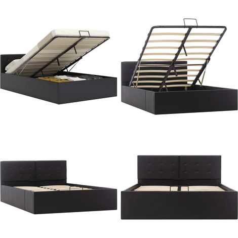 Cadre de lit à rangement hydraulique Noir Similicuir 120x200 cm - Lit Double - Cadre De Lit - Lit Hydraulique - Lit Avec Rangement - Similicuir - Home & Living (1/5)