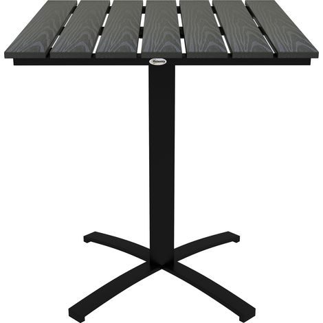 Table de terrasse pour 4 personnes, effet bois, cadre en aluminium, 70 x 70 x 76 cm, gris (1/5)