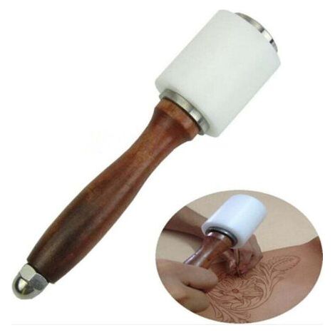 Marteau Cuir en Bois, Maillet Maroquinerie Tête en Nylon Artisanat Outil Leathercraft Carving Hammer Sew Staming DIY Tools (1/4)