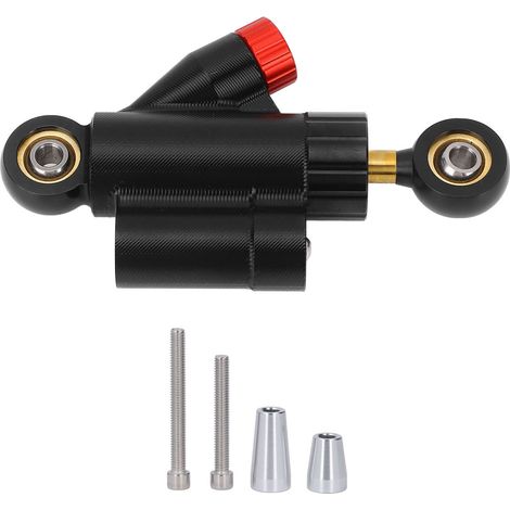 Ortviai Amortisseur de Direction Réglable CNC pour Moto – Alliage d’Aluminium 6061, Noir, Universel