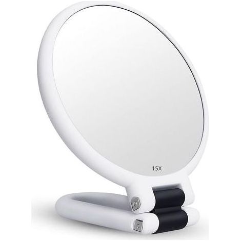 Serbia – Miroir grossissant 15X double face – Verre optique haute qualité – Portable et pliable – Utilisation main, suspendu ou sur pied