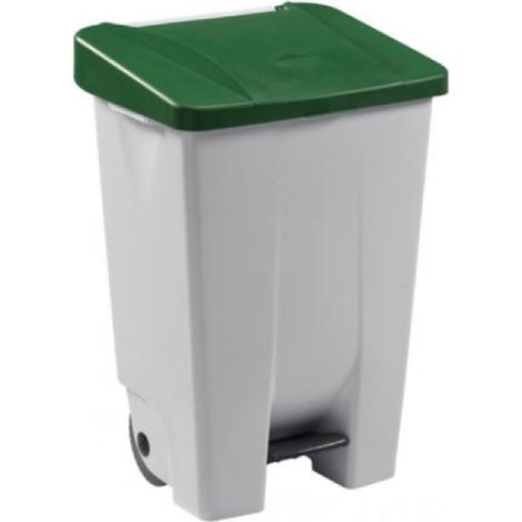 Poubelle mobile à pédale Mobily - 80l - vert / blanc (1/4)