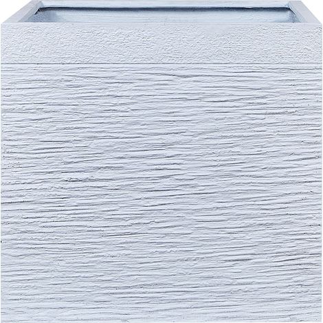 Vaso da Fiori Bianco in Vetroresina Quadrato Moderno 50 x 50 x 46 cm Paros