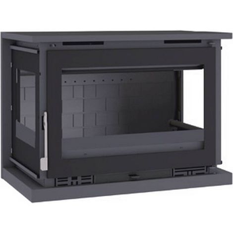 Fm Calefaccion – Poêle à bois 3 vitres ventilé raccordable 12.6 kW – Évacuation supérieure – 335 m3 – Système de double combustion – Ventilateurs 160 m3/h