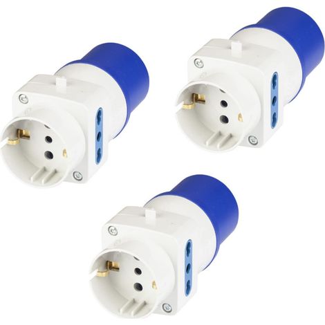 Poly Pool PP0642.3 Kit 3 Adattatori Industriali Triplo CEE 3 Poli Spina IEC309 Grande 16A, 2 Prese Standard Italiano Bivalenti e 1 Presa Civile Standard, 3 Pezzi (1/5)