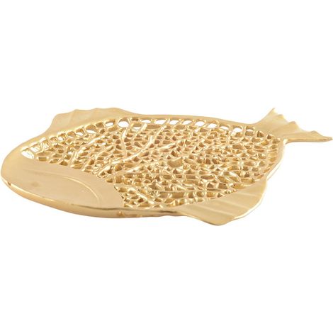 Coupe Décorative Poisson Doré Vide-Poches Design en Polyrésine 32 x 26 x 2 cm - PANGIVO (1/3)