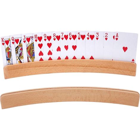 Support de Jeu de Cartes, 2 pièces Support Carte à Jouer en Bois, Porte-Cartes Enfant, Titulaire Carte à Jouer pour Enfant Adultes Personnes Âgées, Accessoire de Jeu de Cartes