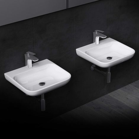 doporro Lavabo da Appoggio, Lavandino Bagno48X42X11cm, Lavabo da Minerale Fuso Colossum811-480, un Foro per la Rubinetteria, Bianco lucido (1/5)