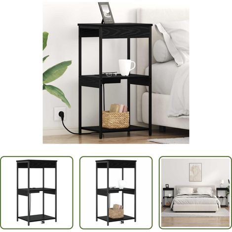 Rangement chambre -  Cabinet de chevet Chêne noir 41 x 31 x 76 cm Bois d'ingénierie (1/5)