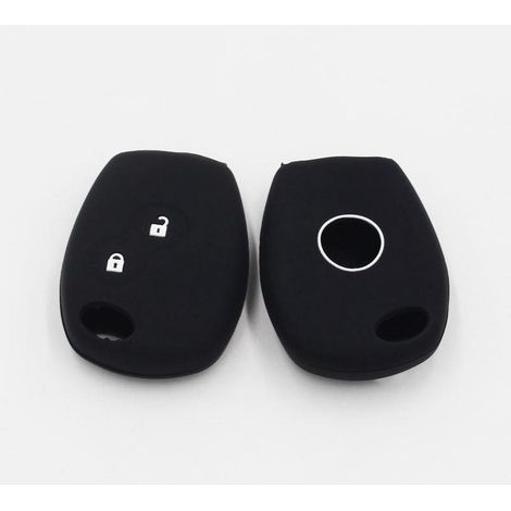 Coque de clé voiture silicone noire CV4350 pour Renault Dacia 2 boutons étanche protection (1/5)