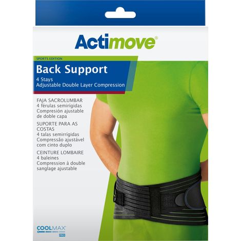 ACTIMOVE SE Tutore lombosacrale con 4 immobilizzatori in acciaio e cinghie di serraggio taglia S nero (71cm - 84cm) (7554120) (k=12)