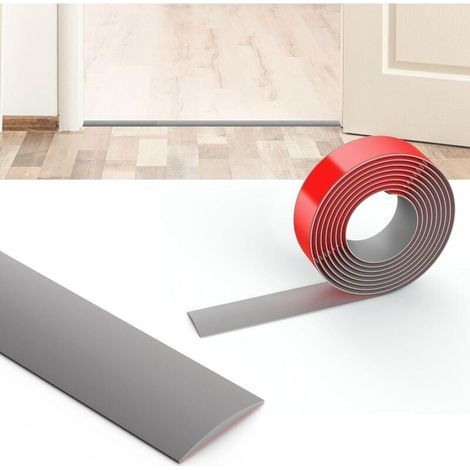 Barre de Seuil Autoadhésive.2M x 4CM Plinthe Souple Autoadhésive. Lino Sol Rouleau.Barres de Transition de Seuil.Bande décorative en PVC pour Couvrir Les Espaces Entre Les Sols en Bois.Gris (1/5)