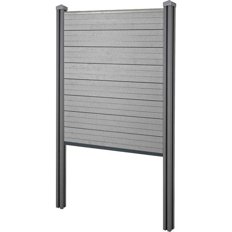 WPC-Sichtschutz Savoie, Zaun Windschutz, WPC-Pfosten zum Einbetonieren Basiselement schmal, 105cm grau