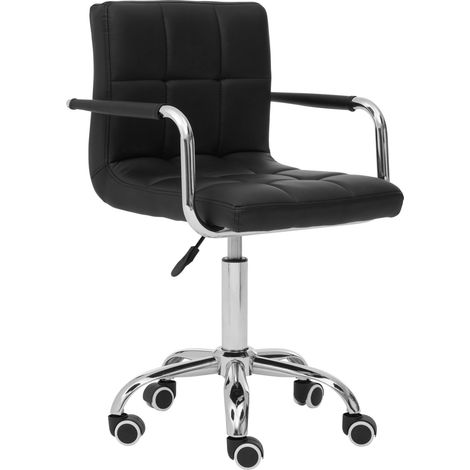 Premier Housewares Black Home Office Chair With Armrest And Square Detailing/ 5-Wheel Rolling Base/ Adjustable Height/ Nylon Seat/ Lock Mechanism/ Computer Chairs For Desk 48 x 99 x 52 (1/5)