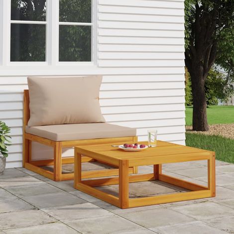 Ensemble de canapés de jardin coussins,Canapé d'extérieur,Banquette / Sofa / Divan de jardin 2 pcs bois massif acacia MEMV403684 (1/5)