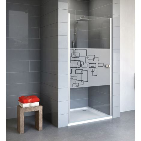Porte de douche pivotante, 80 x 192 cm, verre 5 mm anticalcaire, profilé alu argenté, Style 2.0, Schulte, Softcube (1/2)