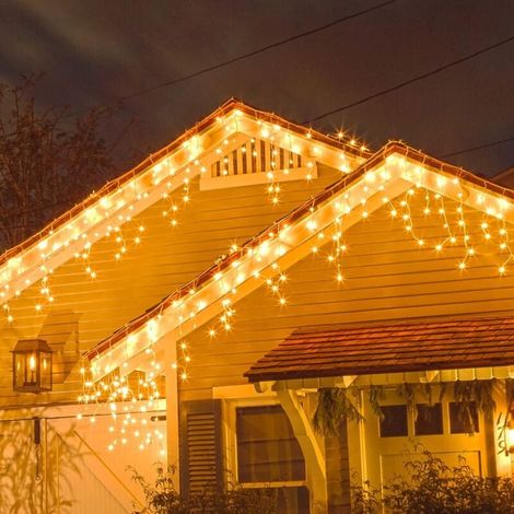 Guirlande lumineuse de Noël d'extérieur, 10 m, 400 LED, rideau lumineux de Noël extérieur avec 8 modes, étanche IP44, connectable, stalactite, pour fête, jardin, balcon, fenêtre [Classe énergétique E] (1/2)