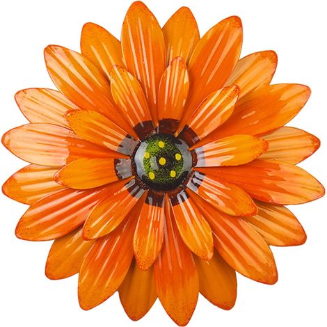 Flower Wall Art - Metal Sunflower Decoration - Indoor Outdoor Rustic Farmhouse Boho Style - 20x20 cm - 1 Piece