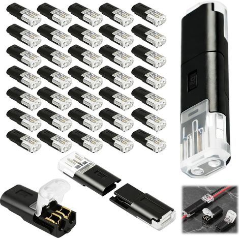 40PCS Connecteur Électrique Sans Dénudage, Borne de Connexion Rapide 9A 300V, pour Câbles Souples 0,3–0,75 mm² (18–22 AWG), LED, Électronique et Applications Automobiles (1/5)