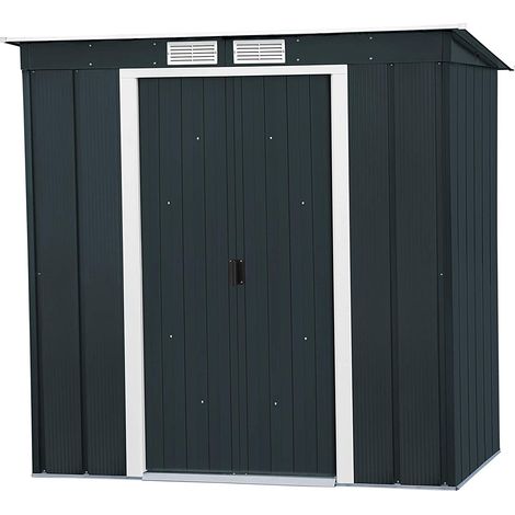 CASETA COBERTIZO METAL JARDIN ECO PENTROOF 6X4 GRIS DURAMAX (1/5)