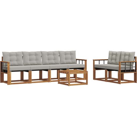 Conjunto de sofás de exterior 7 uds. Gris Natural y Claro vidaXL (1/5)